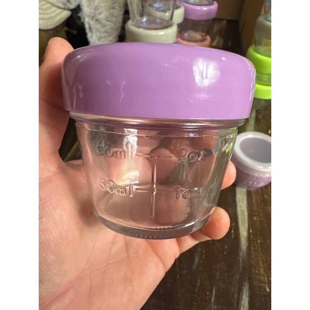 7492.. melii smaal glass baby food jars puree  1 oz jars 12  2 oz jars 10 and 3 - Picture 6 of 6